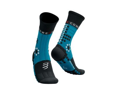 COMPRESSPORT Pro Racing Winter Trail Socken, Mosaikblau/Schwarz