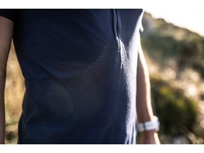 Tricou COMPRESSPORT Trail cu jumătate de fermoar, albastru