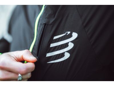 Damska kurtka COMPRESSPORT Hurricane Windproof Flash, czarna/fluo żółta