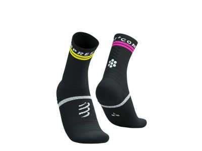 COMPRESSPORT Pro Marathon V2.0 ponožky, Black/Safe Yellow/Neo Pink