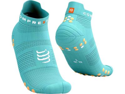 COMPRESSPORT Pro Racing v4.0 Run Low socks, creme de menthe/papaya punch