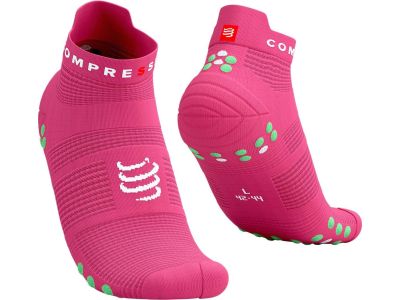 COMPRESSPORT Pro Racing v4.0 Run Low socks, hot pink/summer green