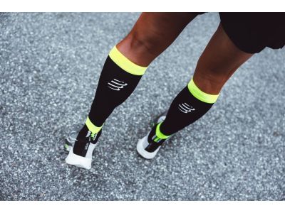 COMPRESSPORT R2 3.0 Flash vádli ujjak, fekete/fluo sárga