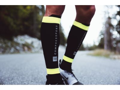 Rękawy na łydki COMPRESSPORT R2 3.0 Flash, czarny/fluo żółty