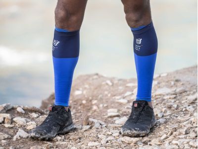 Rękawy na łydki COMPRESSPORT R2v2, midnight lime/szary