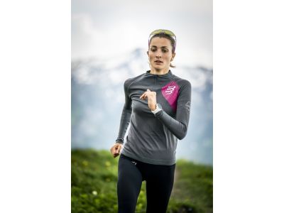 Tricou damă COMPRESSPORT Winter Trail Postural, Magnet/Magenta