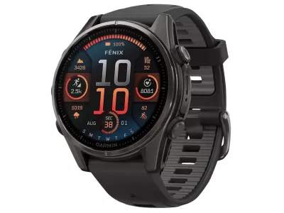 Garmin fenix 8 - 43 mm, AMOLED Sapphire hodinky, Carbon Gray DLC Titanium, black/pebble gray band