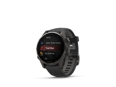 Garmin fenix 8 - 43 mm, AMOLED Sapphire watch, Carbon Gray DLC Titanium, black/pebble gray band