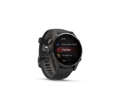 Garmin fenix 8 - 43 mm, AMOLED Sapphire hodinky, Carbon Gray DLC Titanium, black/pebble gray band