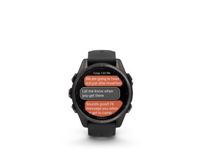 Garmin fenix 8 - 43 mm, AMOLED, Sapphire hodinky Carbon Gray DLC Titanium, Black/Pebble Gray band