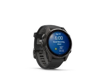 Garmin fenix 8 - 43 mm, AMOLED, Sapphire hodinky Carbon Gray DLC Titanium, Black/Pebble Gray band