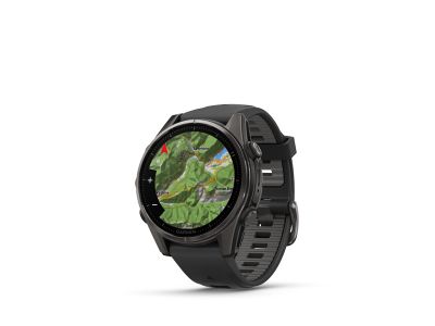 Garmin fenix 8 - 43 mm, AMOLED Sapphire hodinky, Carbon Gray DLC Titanium, black/pebble gray band