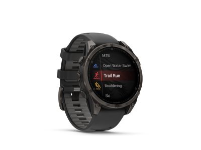 Garmin fenix 8 - 47 mm, AMOLED Sapphire watch, Carbon Gray DLC Titanium, black/pebble gray band