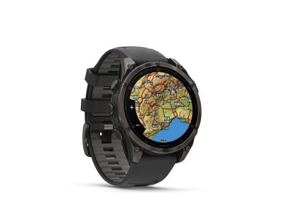 Garmin fenix 8 - 47 mm, AMOLED Sapphire hodinky, Carbon Gray DLC Titanium, black/pebble gray band