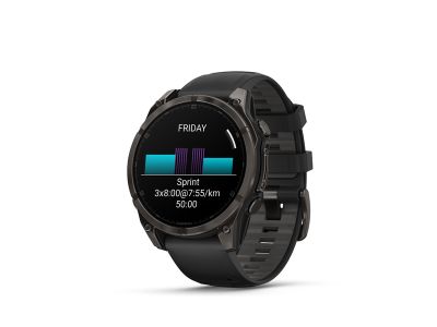 Garmin fenix 8 - 47 mm, AMOLED Sapphire watch, Carbon Gray DLC Titanium, black/pebble gray band