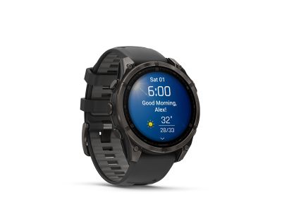 Garmin fenix 8 - 47 mm, AMOLED Sapphire watch, Carbon Gray DLC Titanium, black/pebble gray band