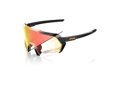 100 % KORBIN-Brille, glänzendes metallisches Schwarz/Orange mit photochromem Blitzspiegel