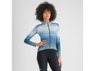 Damska koszulka rowerowa ocieplana Sportful FLOW SUPERGIARA THERMAL, niebieska vintage