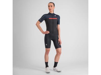 Damska koszulka rowerowa Sportful PISTA czarna, galaktycznym niebieskim