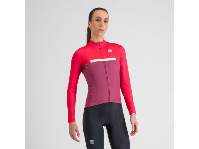 Damska koszulka rowerowa Sportful PISTA THERMAL w kolorze malinowo-różowo-białym