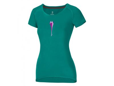 OCÚN Raglan T-Shirt für Damen, Kubismus-Blumen-Pfauenblau