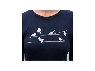 Damski T-shirt Sensor Merino Active Songbirds w kolorze głębokiego błękitu