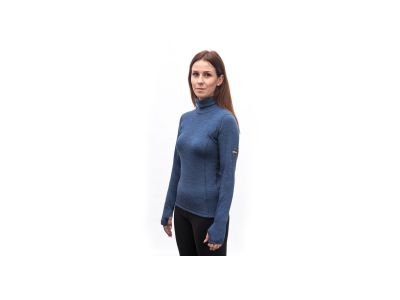 Tricou damă Sensor MERINO BOLD Roll Neck, albastru rece