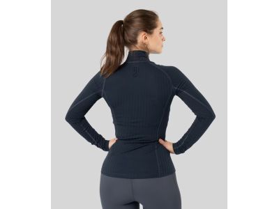 Tricou damă Johaug Rib Tech Half Zip, gri/albastru