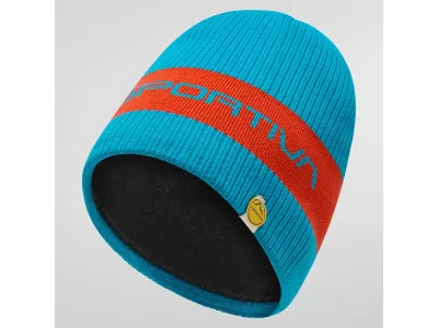 Czapka La Sportiva Beta Beanie, błękit tropikalny/pomidor wiśniowy czerwony