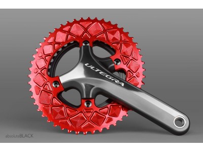 Absolute Black OVAL Road 2x 110/4 chainring 50 teeth red