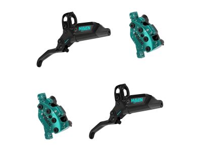 SRAM Maven Ultimate Expert hydraulic brake set, front + rear, 4-piston, teal splatte