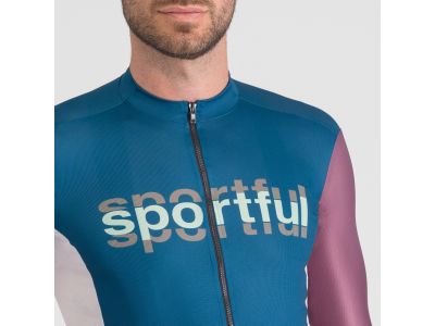 Tricou Sportful SUPERGIARA LOGO, albastru teal/bordo