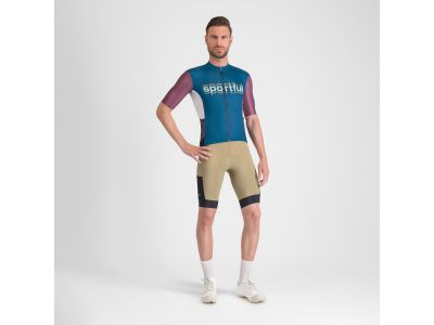 Tricou Sportful SUPERGIARA LOGO, albastru teal/bordo