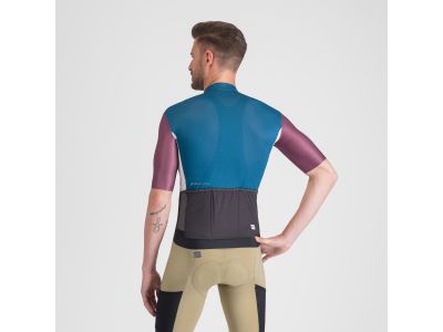Tricou Sportful SUPERGIARA LOGO, albastru teal/bordo