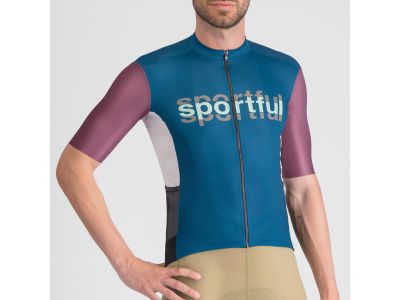 Tricou Sportful SUPERGIARA LOGO, albastru teal/bordo