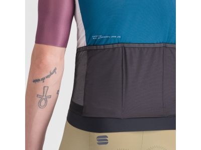 Tricou Sportful SUPERGIARA LOGO, albastru teal/bordo