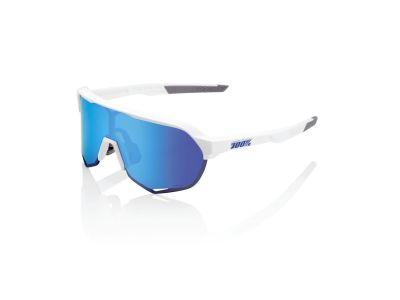Ochelari 100% S2, alb mat/oglindă multistrat HiPER Blue