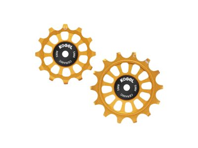 Kogel Shimano cestné kladky s celokeramickými ložiskami, 12/14T, pre Dura-Ace R9200 zlatá