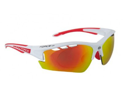 Okulary FORCE RIDE PRO białe, klips dioptryczny, czerwone soczewki laserowe 
