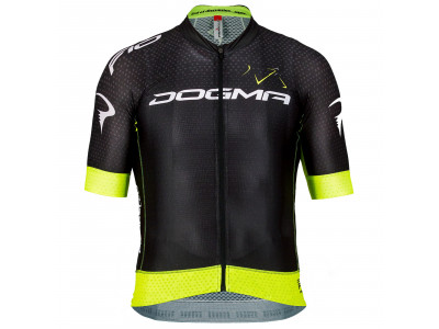 Tricou de ciclism Pinarello F10 negru galben fluo