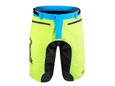 FORCE MTB-11 shorts with removable inner shorts, fluo