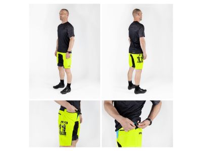 FORCE MTB-11 rövidnadrág kivehető belső nadrággal, neon