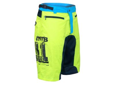 FORCE MTB-11 rövidnadrág kivehető belső nadrággal, neon