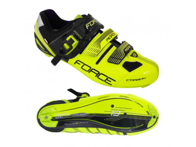 FORCE Road Carbon road cycling shoes fluo-black