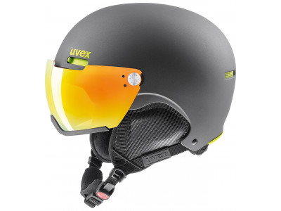 Skihelm uvex HLMT 500 Visor Gun/lime mat uni