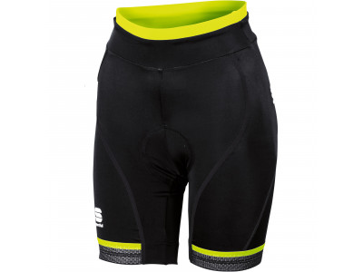 Pantaloni scurți de ciclism Sportful Giro dama negru/galben fluo