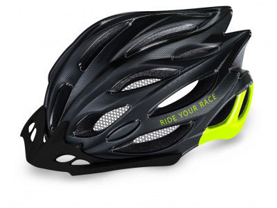 R2 Wind MTB-Helm, schwarzes Carbon/neongelb glänzend