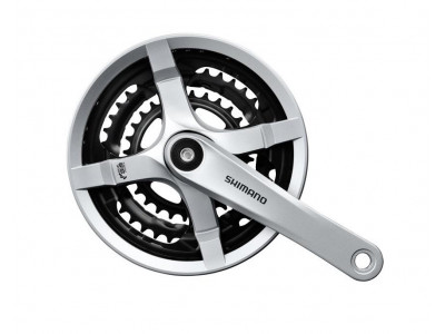Shimano FC-TY501 cranks, 170 mm, 48/38/28T, 3x8, square, with cover, silver