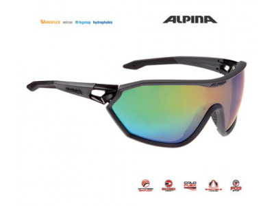 ALPINA S-WAY VLM+ glasses, Varioflex rainbow mirror lenses/black matte