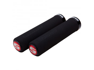 SRAM Locking gripy penové, 129 mm čierne s jednou čiernou objímkou a koncovkami riadítok